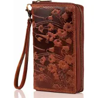 Matador CADIZ XL Leder Damen Langbörse Geldbörse Blumen Braun