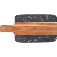 Wenko SCHÖNER WOHNEN-Kollektion Schneidebrett Mod. ATAMI edles Holzbrett aus Akazienholz und Marmor für Küchees Naturdesign 37x18x1 cm natur/schwarz
