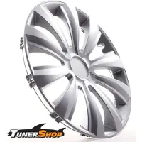 Tunershop 4 Radkappen Radzierblenden 14 Zoll Delta silber kompatibel mit Audi Daewoo Hyundai Lexus Nissan Seat Toyota