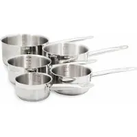 Baumalu Kochgeschirr-Set – Für alle Herdarten geeignet, inklusive Induktion – – Edelstahl – 5-teilig, 12 bis 20 cm – Edelstahl – Grau