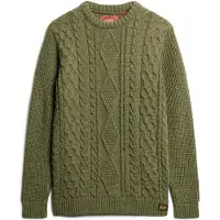 Superdry für Herren. M6110638A Zopfstrickpullover Jacob grün (XL), Lässig, Acryl, Nachhaltig