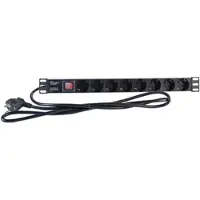 2LAN Schuko 19" 8 Steckerleiste Mit An/Aus Schalter Reg8Schint 250V 3500W 2M