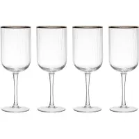 MIKASA Sorrento Glas Weingläser White mit Goldrand und breiter Form, 375ml, Set of 4 feine klare bleifreie Kristallgläser, elegantes Design für Feiern