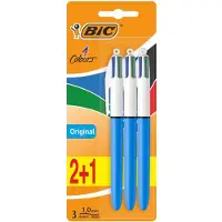 BIC 4 Colors Original Mehrfarbiger All-in-One-Stift Medium 1,0 mm Grn Blau Rot Schwarz 3 pro Packung