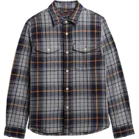 Superdry für Herren. M4011018A Schweres blau kariertes Hemd (L), Lässig, Baumwolle, Langarm