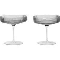 Ferm Living Sektgläser Ripple Saucers Smoked Grey 150 ml (2er-Set)