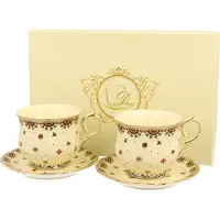 DUO sp. z o.o. DUO ECRU 2er-Set Espressotassen 150 ml mit Untertassen, New Bone China Porzellan