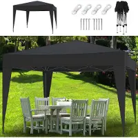 Cepewa Pavillon Partyzelt 3x2,6x3m anthrazit Stahl Polyester 210D 4 Seile 8 Heringe Tragetasche UV-Schutz Zelt Gartenpavillon Gartenzelt
