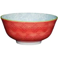 Kitchencraft Leaf Print And Terracotta Look Ceramic Bowl Orange