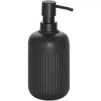 Wenko SCHÖNER WOHNEN-Kollektion Spülmittelspender Mod. REFIA, stilvolles Küchenaccessoire für Flüssigseife oder Spülmittel, Keramik, Kunststoff-Pumpkopf, 0,4L, Ø 8x19 cm, schwarz