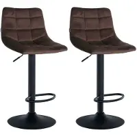 CLP 2er Set Barhocker Jerry Samt schwarz braun