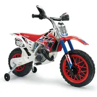 Injusa Scrambler Cross CR Elektromotorrad für Kinder ab 3 Jahren – 6V Elektro-Motorrad mit Gashebel am Lenker & Stützrädern - 5 km/h