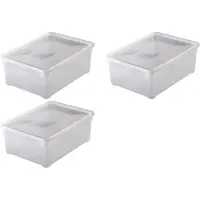 Rotho 3-er Set Clear Box Man Shoe 10 l, Aufbewahrungsbox mit Deckel, QR-Code AppMyBox, transparent, stapelbar, Kunststoff/Plastik (PP)