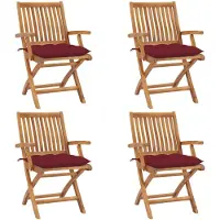 vidaXL Cloris Designermöbel Klappbare Gartenstühle mit Kissen 4er Set Massivholz Teak 2024 Neu