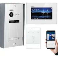 Balter EVO Aufputz Silber 7" WiFi Monitor Weiß + Talk Video Türsprechanlage Set 1 Familienhaus