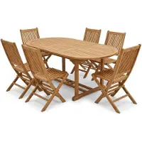 Casa Massiva 7tlg. Gartengruppe Aruba, Gartenmöbel aus Teak-Holz, 1 x Auszieh-Tisch ca. 180-240 x 100 cm + 6 x Hochlehner Aruba