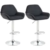 CLP 2er Set Barhocker Braga Samt chrom schwarz
