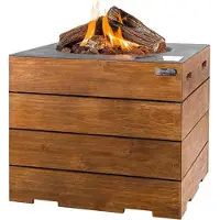 Happy Cocooning Mania Lounge&Dining Feuertisch Teakholz/grau quadratisch 19,5 kW