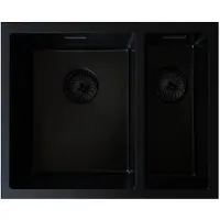 Caressi CAQPP3415R10BK-FL Spüle, Flächenbündig. Große Spüle, links. Schwarz.