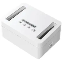 Merkloos Weißes kleines Telefon sicher mit einem Zeitfenster Focus -Versiegelungsbox