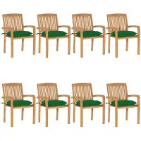 vidaXL Möbel Stapelbare Gartenstühle mit Kissen 8 Stk. Massivholz Teak 2023