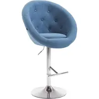 CLP Barhocker London V2 Stoff chrom blau
