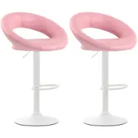 CLP 2er Set Barhocker Olinda Kunstleder weiß pink