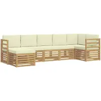 vidaXL Outdoor-Sofagarnitur 7 pcs Weiß und Creme