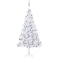 vidaXL Künstlicher Weihnachtsbaum mit LEDs & Kugeln L 240 cm Weiß , Künstliche Weihnachtsbäume Design 2024