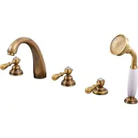 RAV ROMANTIK 5-Loch Retro-Badewannenarmatur aus Kristallglas in Chrom, Messing oder Gold SLEZAK