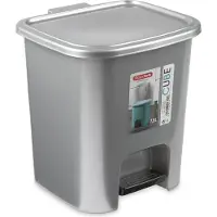 PlasticForte Treteimer - Kunststoff - silber - 7,5 Liter
