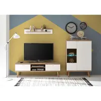 IMV Wohnwand Merle 250cm eiche riviera / weiß matt Wohnzimmer Anbauwand