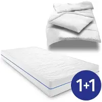 Sleezzze Ergonomische Matratze 90x200 cm 7-Zonen Supportho Premium, Höhe 18 cm, Härtegrad H2/H3 + CloudComfort Basic Mikrofaser Bettset 135 x 200 cm + 80 x 80 cm