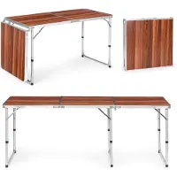 Northix Touristentisch, klappbarer Campingtisch, braune Platte, 180 x 60 cm