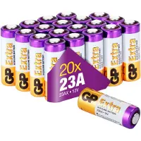 GP Extra Batterien 23A 12V Alkaline (A23, 23AE, MN21, V23GA) 20 Stück High-Voltage Batterien 12 Volt