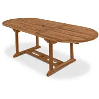 Casa Massiva Premium Gartentisch oval ausziehbar Aruba, Garten Tisch aus Teakholz 180-240 x 100 cm, wetterfester Terrassentisch mit Schirmloch, ovaler Holztisch für Garten Terrasse, massiver Holz Esstisch