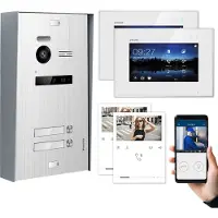 Balter EVO Aufputz Silber 7" WiFi Monitor Weiß + Quick Video Türsprechanlage Set für 2 Familienhaus