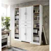 Innostyle Büroschrank Bürowand Set JASMIN 3-teilig Pinie weiß Nachbildung