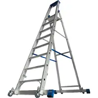 Krause STABILO Stufen-StehLeiter, fahrbar mit Traverse, 8 Stufen, 127327