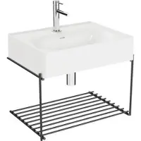 Vitra Möbelwaschtisch Equal 620 x 450 mm weiß glänzend matt mit Ablagegitter schwarz matt 64082