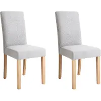 Beliani Esszimmerstuhl 2er Set Grau Polsterbezug Holzbeine Modern