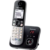 Panasonic KX-TG6821, DECT-Telefon, Freisprecheinrichtung, 120 Eintragungen, Anrufer-Identifikation, SMS (Kurznachrichtendienst), Schwarz, Silber
