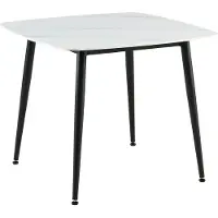 ByLiving Tisch VERONA, Metall schwarz pulverbe. Keramikoptik weiß, platzsparend & modern, Esstisch, Küchentisch, Maße: B 90, H 75, T 90 cm