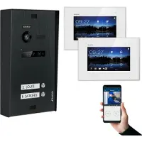 Balter EVO Aufputz Schwarz 2-Draht BUS 7" WiFi Monitor Weiß Video Türsprechanlage Set 2 Familienhaus