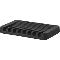 Wenko SCHÖNER WOHNEN-Kollektion Keramik Seifenablage Mod. SOLIERA elegante Seifenablage in schwarz aus hochwertiger Keramik mit Rillen zum Wasserablauf Maße 13 cm x 1 cm x 8 cm