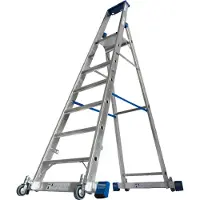Krause STABILO Stufen-StehLeiter, fahrbar mit Traverse 1x7 Stufen
