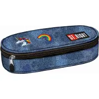 Sonstiges ST.RIGHT Mäppchen Federmäppchen Schülermäppchen Schule Case - Jeans & Badges PC1 JUGENDLICHE SUCHLSACHEN REGENBOGEN EINHORN
