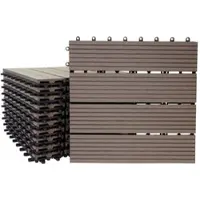 Décoshop26 - WPC-Bodenfliesen für Balkon/Terrasse Holzoptik 11 Stück 30 x 30 cm 1 m2 versetztes lineares Teakholzmuster 04_0005434
