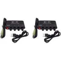 Melitt 2X Neuer Audio Mixer Kondensatormikrofon Mixer Vier-In-Eins Mikrofonverstärker für Computer Handy Soundkarte