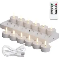 Typecat Wiederaufladbare Flammenlose Teelichter mit Timer, Fernbedienung, LED-Kerzen für Hochzeitstafeln, Tischdekoration, Weihnachten
